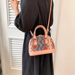 Retro Snake Pattern Crossbody Bag PU Leather Shoulder Bag Women's Handbag