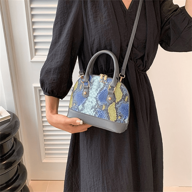 Retro Snake Pattern Crossbody Bag PU Leather Shoulder Bag Women's Handbag
