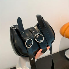Zipper Crossbody Bag PU Leather Textured Bag