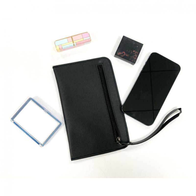 Solid Wallet with Wristlet Faux Leather Coin Purse Zipper Handbags