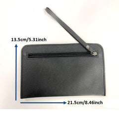 Solid Wallet with Wristlet Faux Leather Coin Purse Zipper Handbags