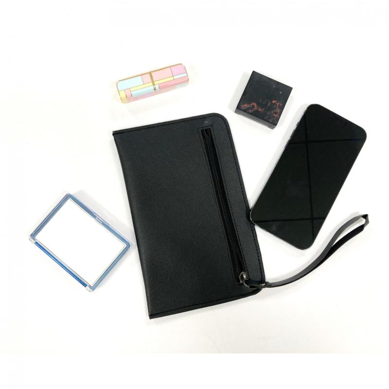 Solid Wallet with Wristlet Faux Leather Coin Purse Zipper Handbags