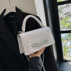 Crocodile Embossed Handbags Chain Crossbody Bag Women's Top Handle Square Purse