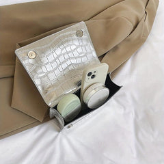 Crocodile Embossed Handbags Chain Crossbody Bag Women's Top Handle Square Purse
