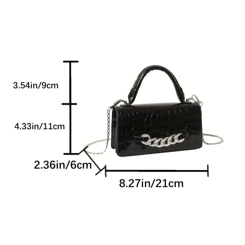 Crocodile Embossed Handbags Chain Crossbody Bag Women's Top Handle Square Purse