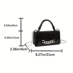 Crocodile Embossed Handbags Chain Crossbody Bag Women's Top Handle Square Purse