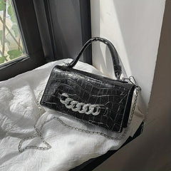 Crocodile Embossed Handbags Chain Crossbody Bag Women's Top Handle Square Purse