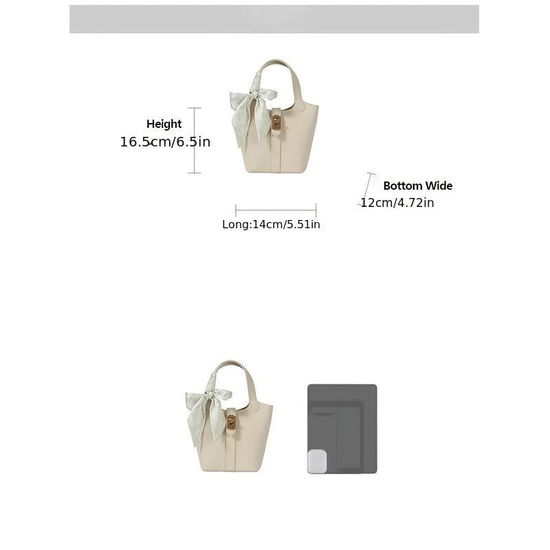 Solid Bucket Bag Set Scarf Decor Crossbody Bag Women's Stylish Handbag