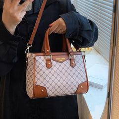 Vintage Geometric Crossbody Bag Retro PU Shoulder Satchel
