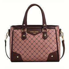 Vintage Geometric Crossbody Bag Retro PU Shoulder Satchel