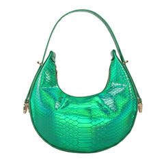 Crocodile Embossed Baguette Shoulder Bag