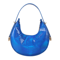 Crocodile Embossed Baguette Shoulder Bag