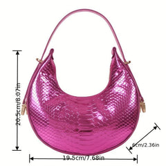 Crocodile Embossed Baguette Shoulder Bag