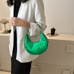Crocodile Embossed Baguette Shoulder Bag