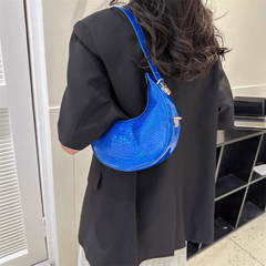 Crocodile Embossed Baguette Shoulder Bag