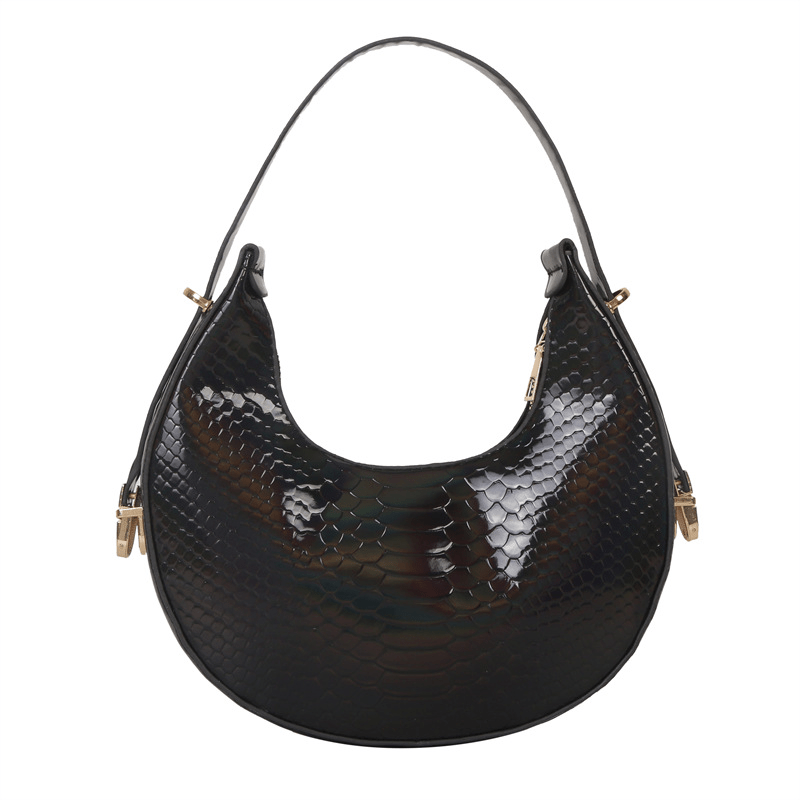 Crocodile Embossed Baguette Shoulder Bag