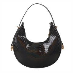 Crocodile Embossed Baguette Shoulder Bag