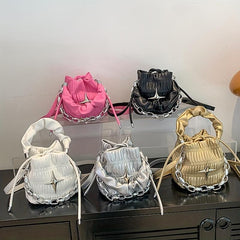 Mini Star Decor Crossbody Bag Y2K Bucket Bag