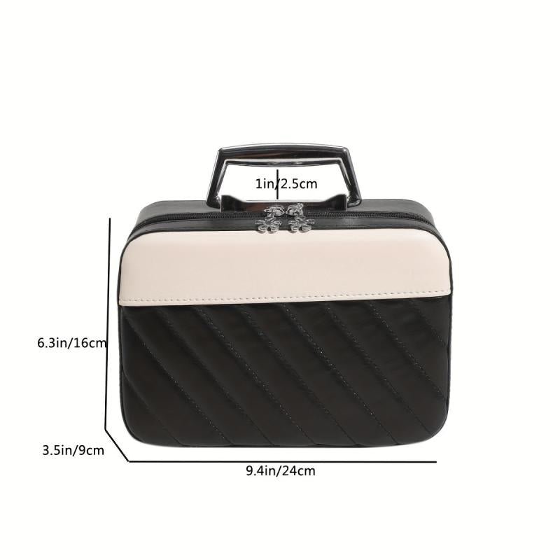 Large Capacity Quilted Makeup Bag Portable Cosmetic Storage Pouch