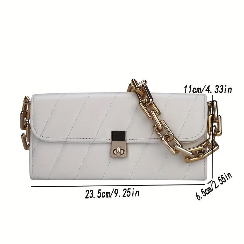 Classic Quilted Underarm Bag PU Leather Purse Women's Shoulder Bag