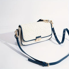 Pleated Flap Underarm Bag PU Leather Textured Shoulder Handbag