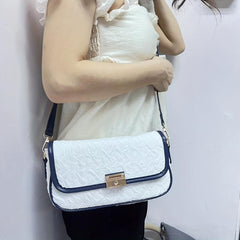 Pleated Flap Underarm Bag PU Leather Textured Shoulder Handbag