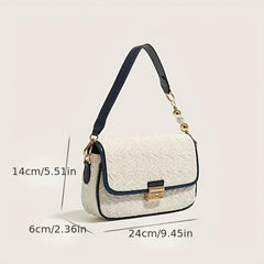 Pleated Flap Underarm Bag PU Leather Textured Shoulder Handbag