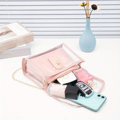 Transparent Square Bag Turn Lock Shoulder Bag