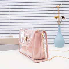 Transparent Square Bag Turn Lock Shoulder Bag
