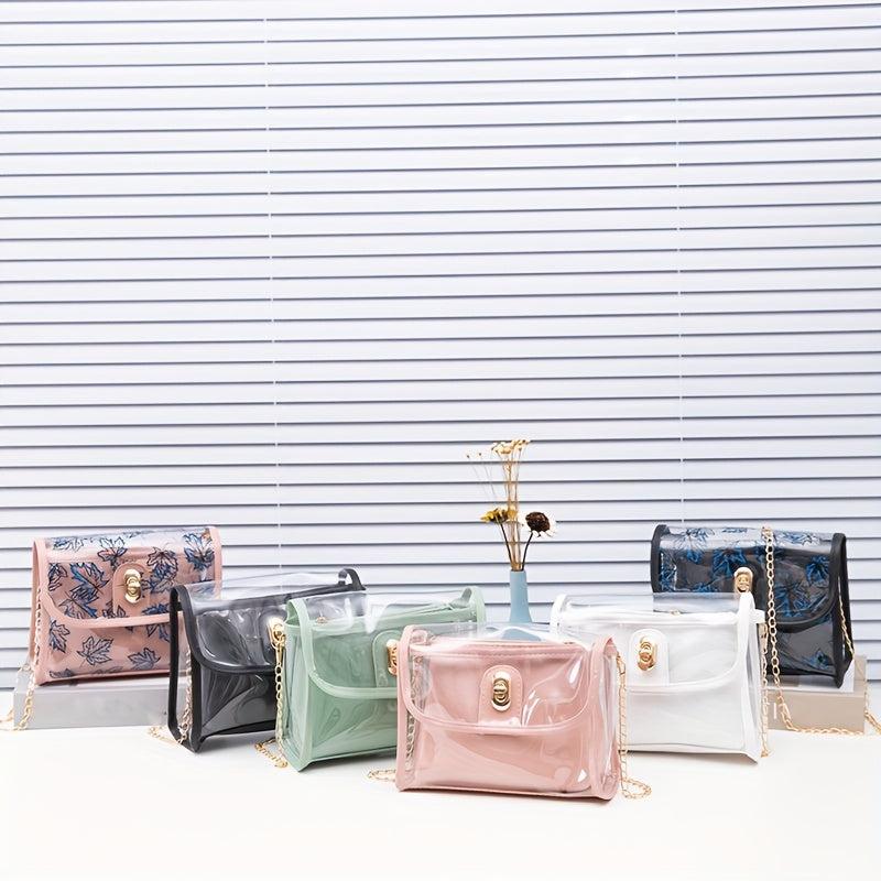 Transparent Square Bag Turn Lock Shoulder Bag