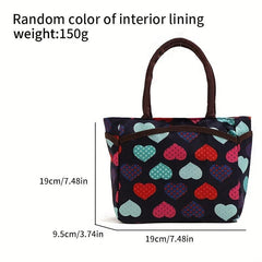 Heart Print Tote Bag Colorful Satchel Lunch Bag Portable Mommy Bag