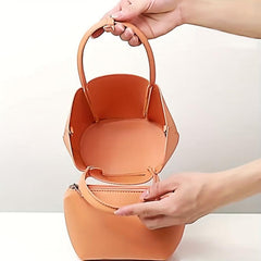 Petal Top Handle Crossbody Bag With Inner Bag PU Leather Classic Shoulder Bag