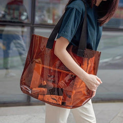Transparent Laser Tote Bag PVC Beach Handbag Women's Casual Shopping Bag