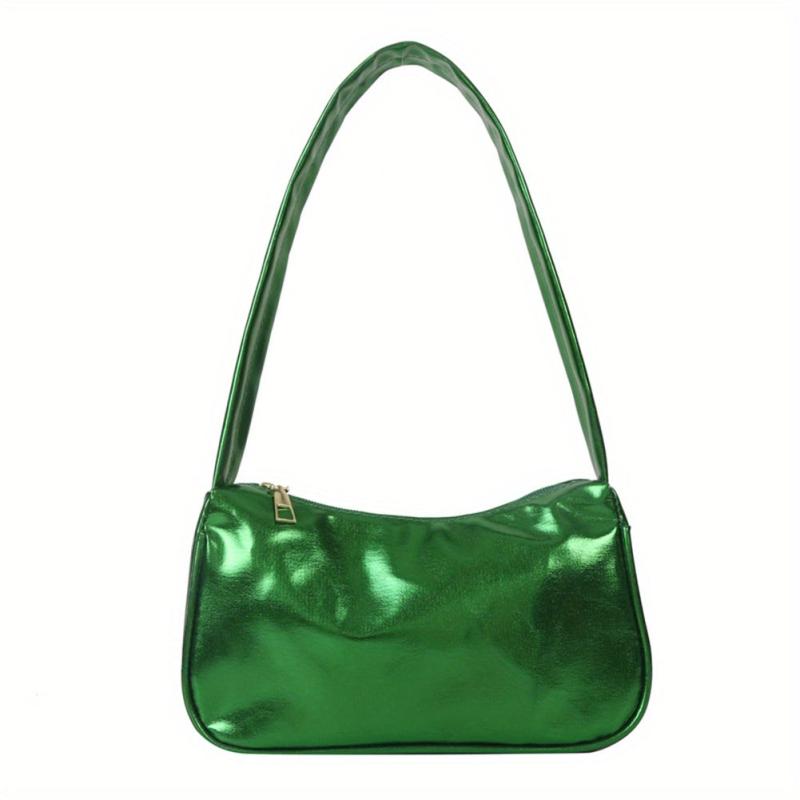 Zipper Shoulder Bag PU Leather Solid Underarm Bag