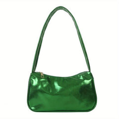Zipper Shoulder Bag PU Leather Solid Underarm Bag
