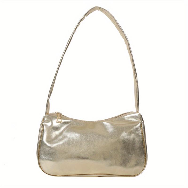 Zipper Shoulder Bag PU Leather Solid Underarm Bag