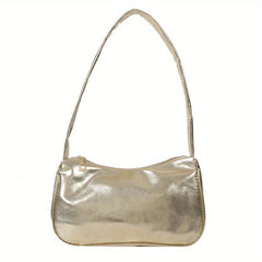 Zipper Shoulder Bag PU Leather Solid Underarm Bag