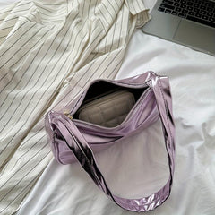 Zipper Shoulder Bag PU Leather Solid Underarm Bag
