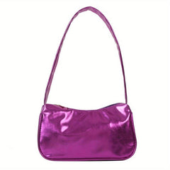 Zipper Shoulder Bag PU Leather Solid Underarm Bag