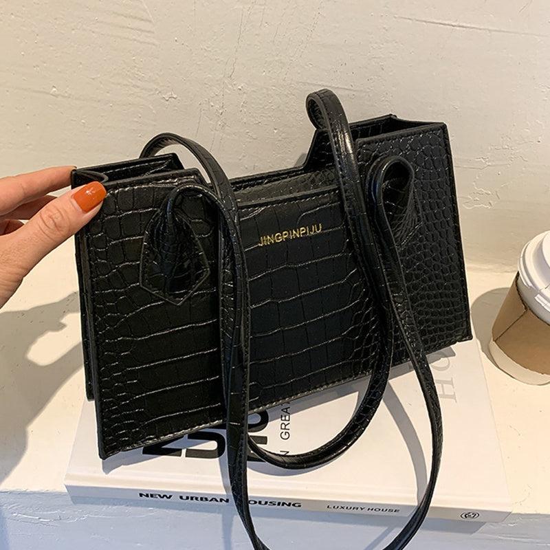 Crocodile Embossed Shoulder Bag for Women