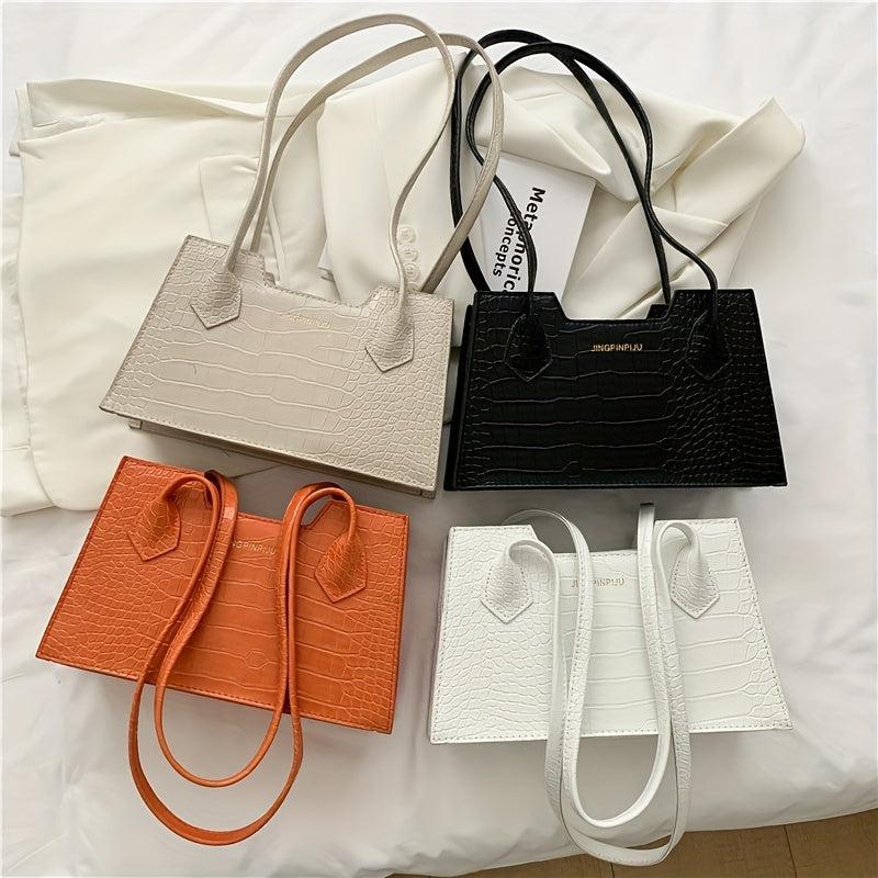 Crocodile Embossed Shoulder Bag for Women