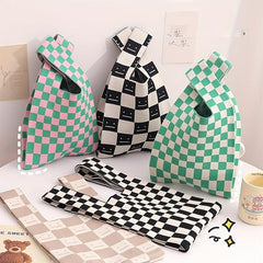 Versatile Knitted Handbag Contrast Bag Women's Outdoor Bag