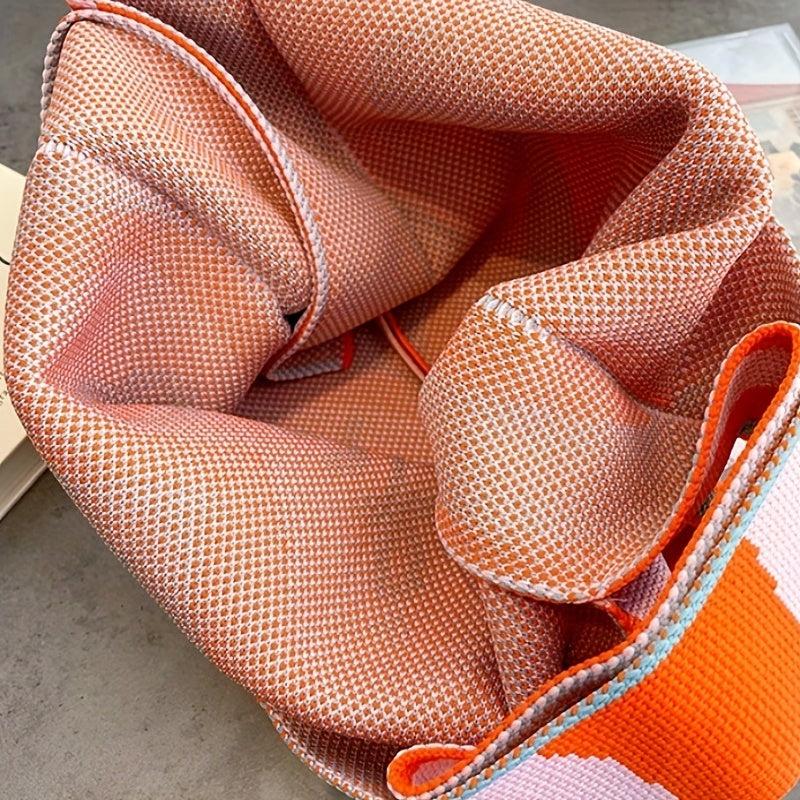 Stylish Letter Pattern Crochet Bag Knitted Satchel Women's Storage Bag
