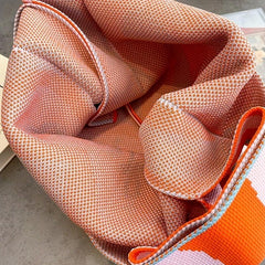 Stylish Letter Pattern Crochet Bag Knitted Satchel Women's Storage Bag