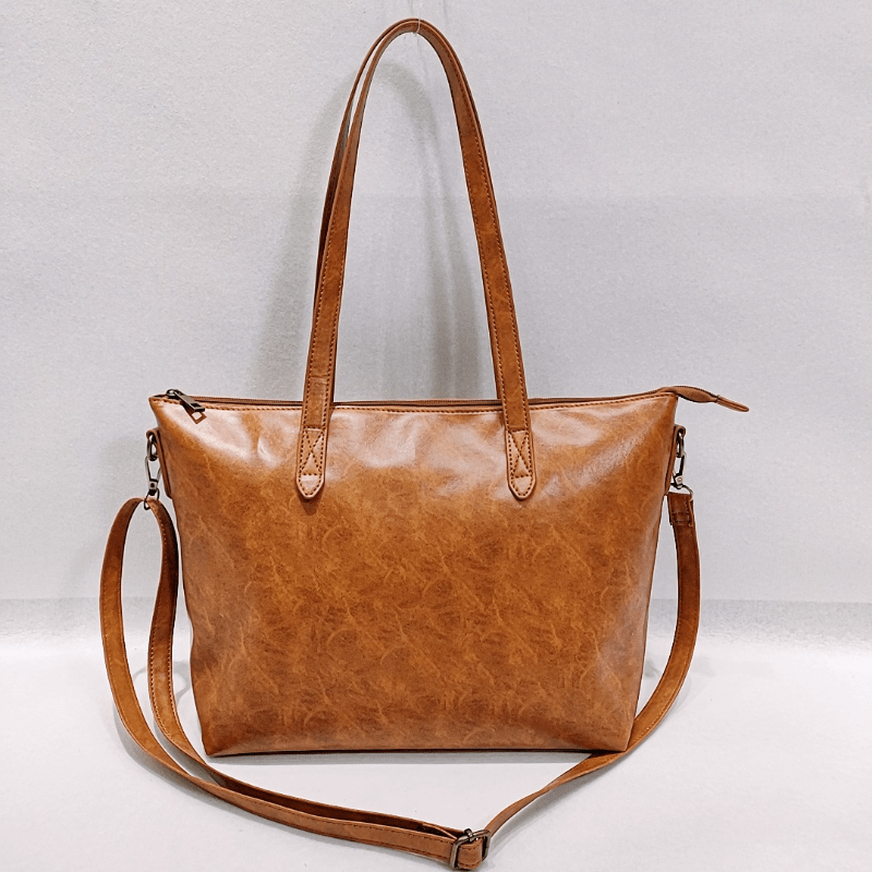 Vintage PU Leather Tote Bag Large Capacity Women's Handbag