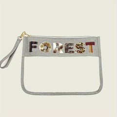 Letter Patch Embroidery Snack Pouch Waterproof Travel Beach Storage Bag
