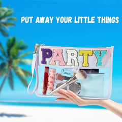 Letter Patch Embroidery Snack Pouch Waterproof Travel Beach Storage Bag