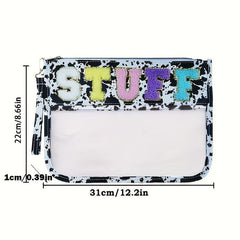 Letter Patch Embroidery Snack Pouch Waterproof Travel Beach Storage Bag