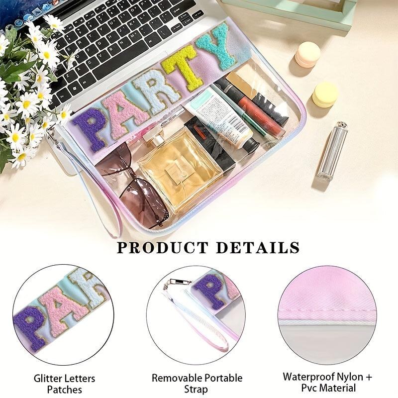 Letter Patch Embroidery Snack Pouch Waterproof Travel Beach Storage Bag