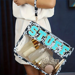 Letter Patch Embroidery Snack Pouch Waterproof Travel Beach Storage Bag